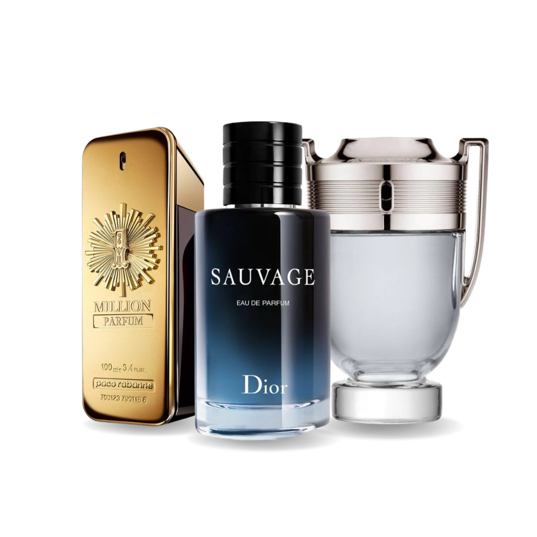 Combo 3 Fragrances - 1 Million Parfum Paco Rabanne, Sauvage Dior, and Invictus Paco Rabanne