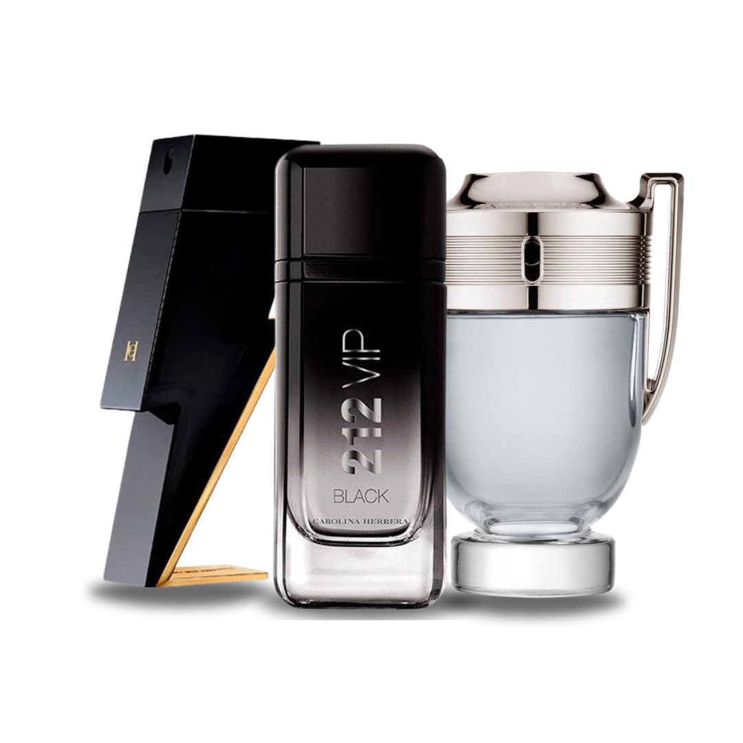 Combo 3 Fragrances - Bad Boy Carolina Herrera, 212 VIP Black Carolina Herrera, and Invictus Paco Rabanne